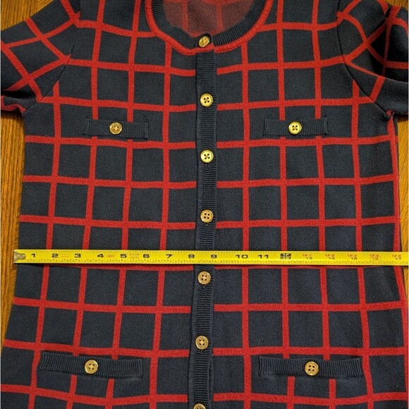 J. Peterman Luxury Blue Red Plaid Button Down Long Sleeve Sweater Dress Small - Picture 7 of 7